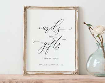 Printable Cards & Gifts Sign | Editable Color | Printable Wedding Signs | Splendid Calligraphy| Editable Templett - Download PDF 2 Sizes