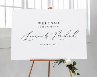 Wedding Welcome Sign (Editable Color) | Elegant Romantic Names | Wedding Sign Template | Edit Online - Templett |  16x20, 18x24, 24x36