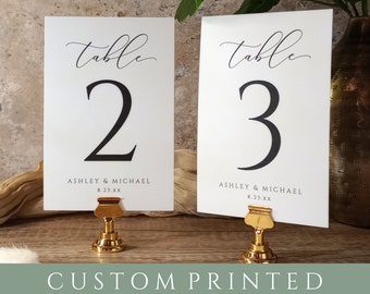 Printed Wedding Table Numbers: Elegant Script, Double Sided