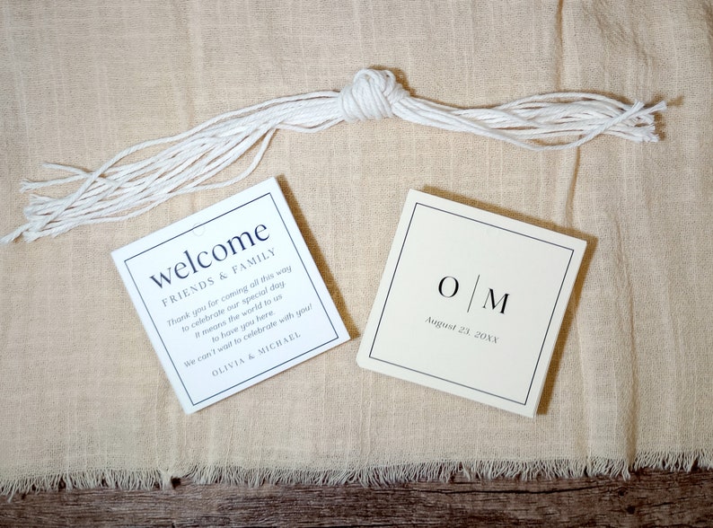 Hotel Welcome Bag Tags, Wedding Gift Bag Tag, Minimal Welcome Tag, Set of Printed Welcome Tags for Hotel Guests, Simple Elegant Tags image 5