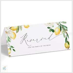 Boda de limón, decoración de boda de cítricos, plantilla de tarjeta reservada para boda (tienda 4x9.25), letreros de boda, editar en línea - Templett - Descarga instantánea