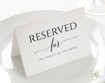 Small Wedding Reserved Sign Template (Tent) | Romantic Calligraphy (Black) | EDITABLE TEXT Templett - PDF Download