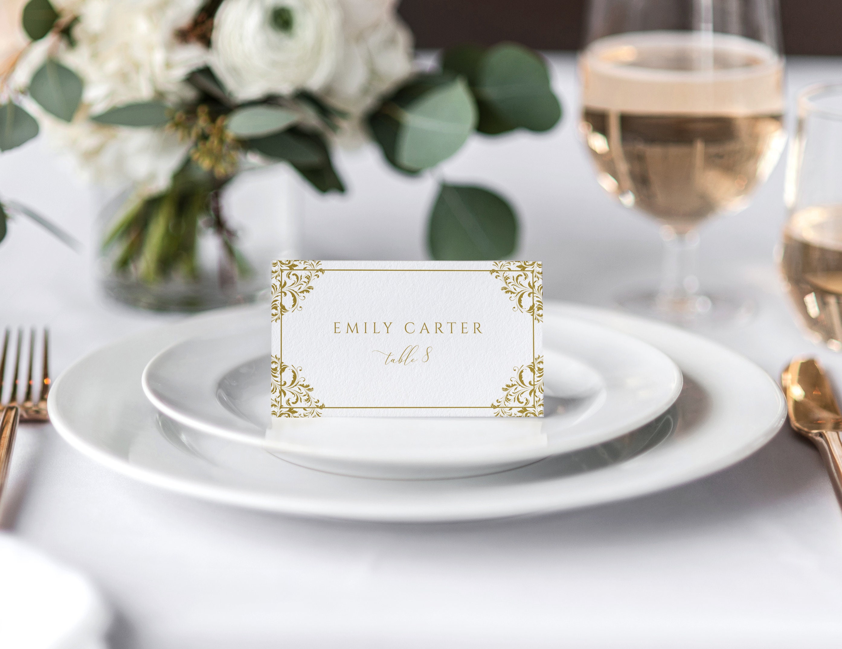 Gold Wedding Place Cards GOLD Diamond Table Number Holder & Place Card
