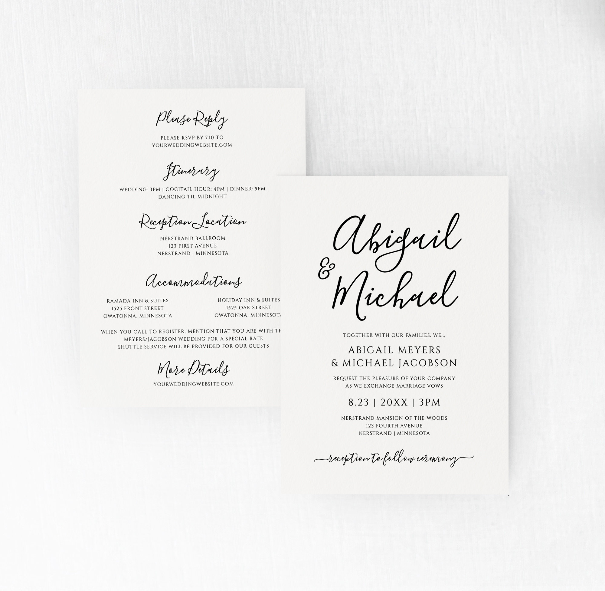 Details on Back Wedding Invitation Template Casual or Rustic | Etsy