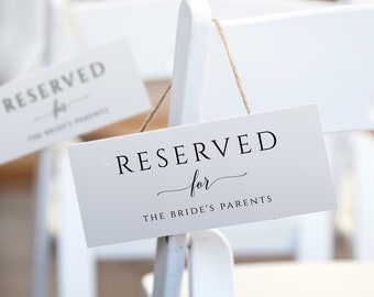 Elegant Wedding Reserved Sign Template: Romantic Calligraphy (PDF Print)