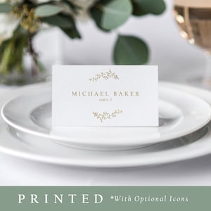 Vintage Place Cards | Printed Place Cards | Gold Wedding Seating Cards | Name Cards | Wedding Name Tags | Custom Printing Place Cards