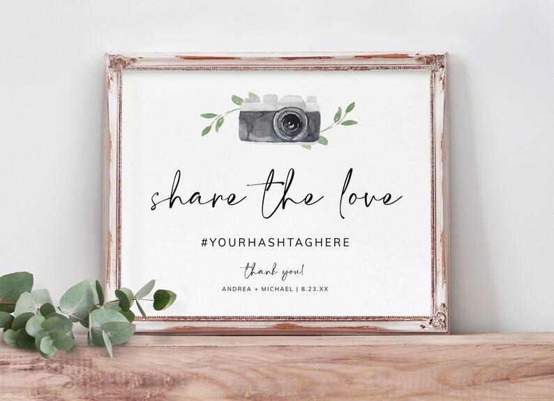 Wedding Hashtag Sign Printable Wedding Signs Watercolor - Etsy