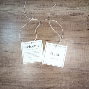 Hotel Welcome Bag Tags, Wedding Gift Bag Tag, Minimal Welcome Tag, Set of Printed Welcome Tags for Hotel Guests, Simple Elegant Tags image 6