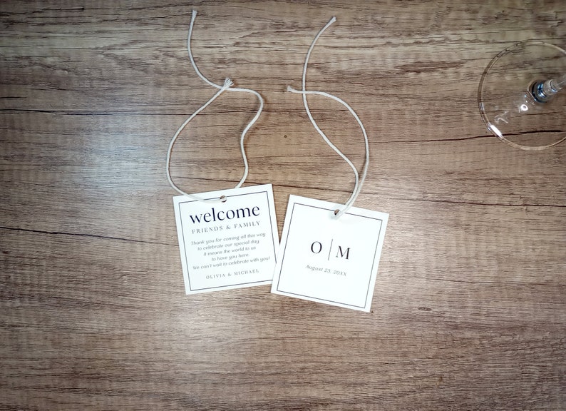 Hotel Welcome Bag Tags, Wedding Gift Bag Tag, Minimal Welcome Tag, Set of Printed Welcome Tags for Hotel Guests, Simple Elegant Tags image 6