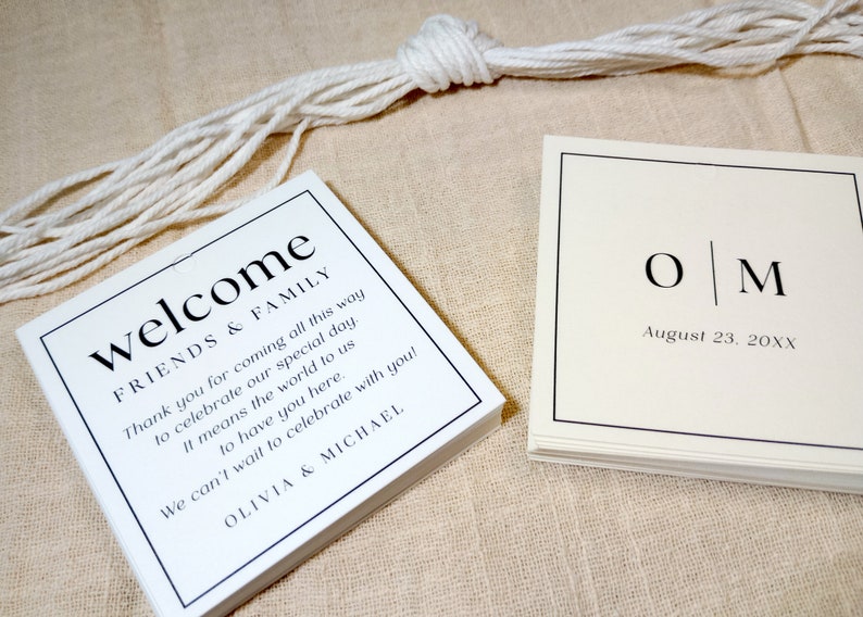 Hotel Welcome Bag Tags, Wedding Gift Bag Tag, Minimal Welcome Tag, Set of Printed Welcome Tags for Hotel Guests, Simple Elegant Tags image 9