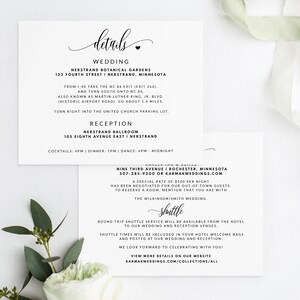 Wedding Details Card Template any Color Itinerary Card - Etsy