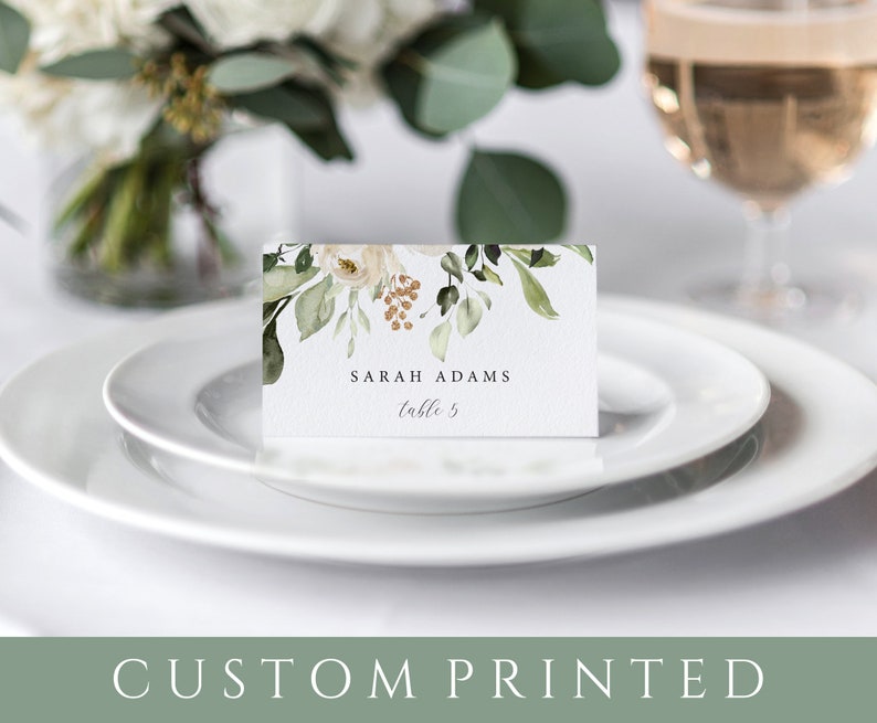 Printed Place Cards Floral Place Cards Greenery Place Cards Personalized Wedding Place Cards Printed Name Cards Seating Cards image 2