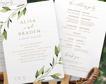 Plantilla de abanicos para programa de boda con vegetación: imprimible (12,7 x 18,8 cm, edición en línea)