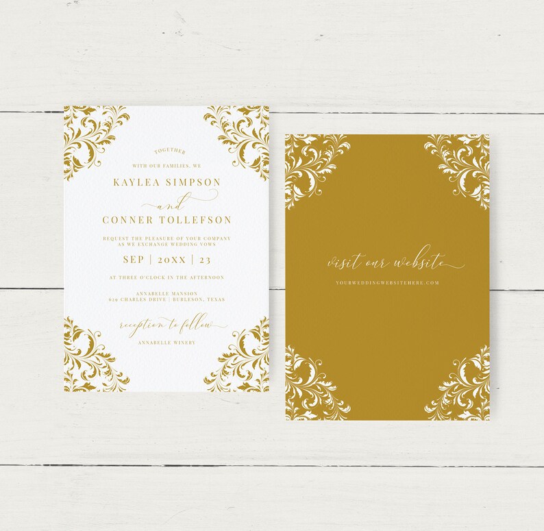 Vintage Wedding Invitations Elegant Invitation Suite Etsy