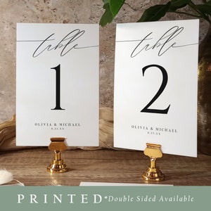 PRINTED Table Numbers | Elegant Modern Table Numbers | Table Cards | Wedding Table Card | Double Sided Table Numbers | Table Number Printing