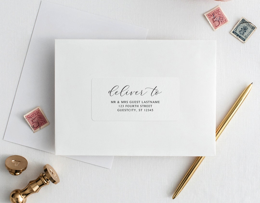 Elegant 4x2 Printable Wedding Address Labels - Customizable ...