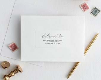 Etichette per indirizzi di matrimonio stampabili 4x2 eleganti - Etichette per indirizzi semplici personalizzabili / minimaliste / Modello stampabile / Scarica come PDF