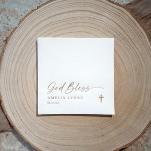 Baby baptism napkins - simple modern God Bless napkins.