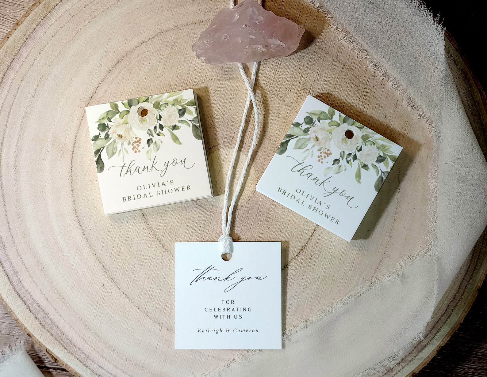 Bridal Shower Favor Tags | Printed Thank You Tags | White Floral ...