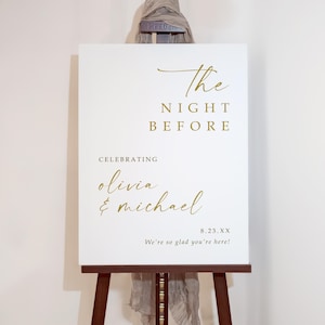 Printed Welcome Sign, Rehearsal Dinner Sign, Modern Minimalist Wedding Sign, The Night Before Sign, Printed Rehearsal Dinner Sign