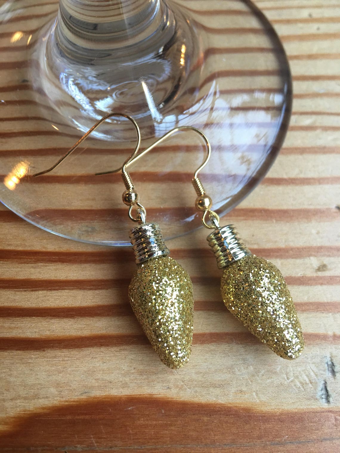Gold Christmas Light Bulb Earring Etsy