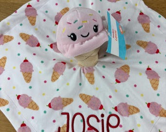 Personalized with Embroidery Ice Cream Cone Lovey - discounted