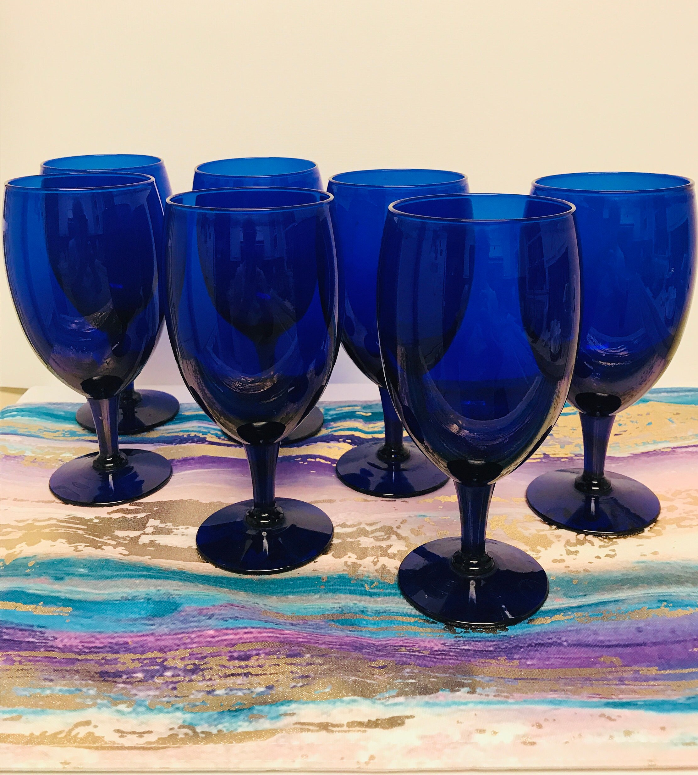 Set O Seven Cobalt Blue Iced Tea Or Water Glasses By Libbey Etsy