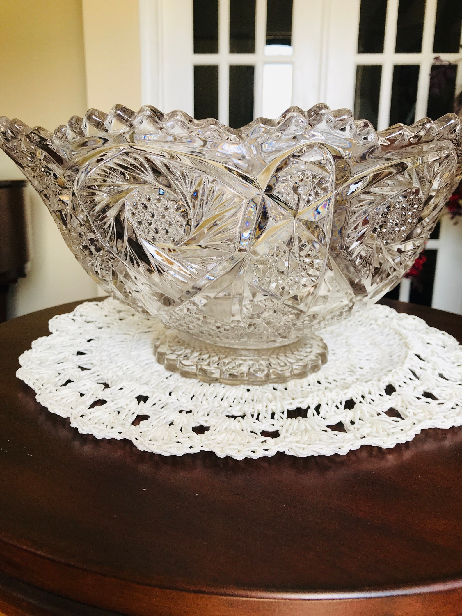 Imperial Glass Whirling Star Punch Bowl Set 11 Cups And Clear Etsy