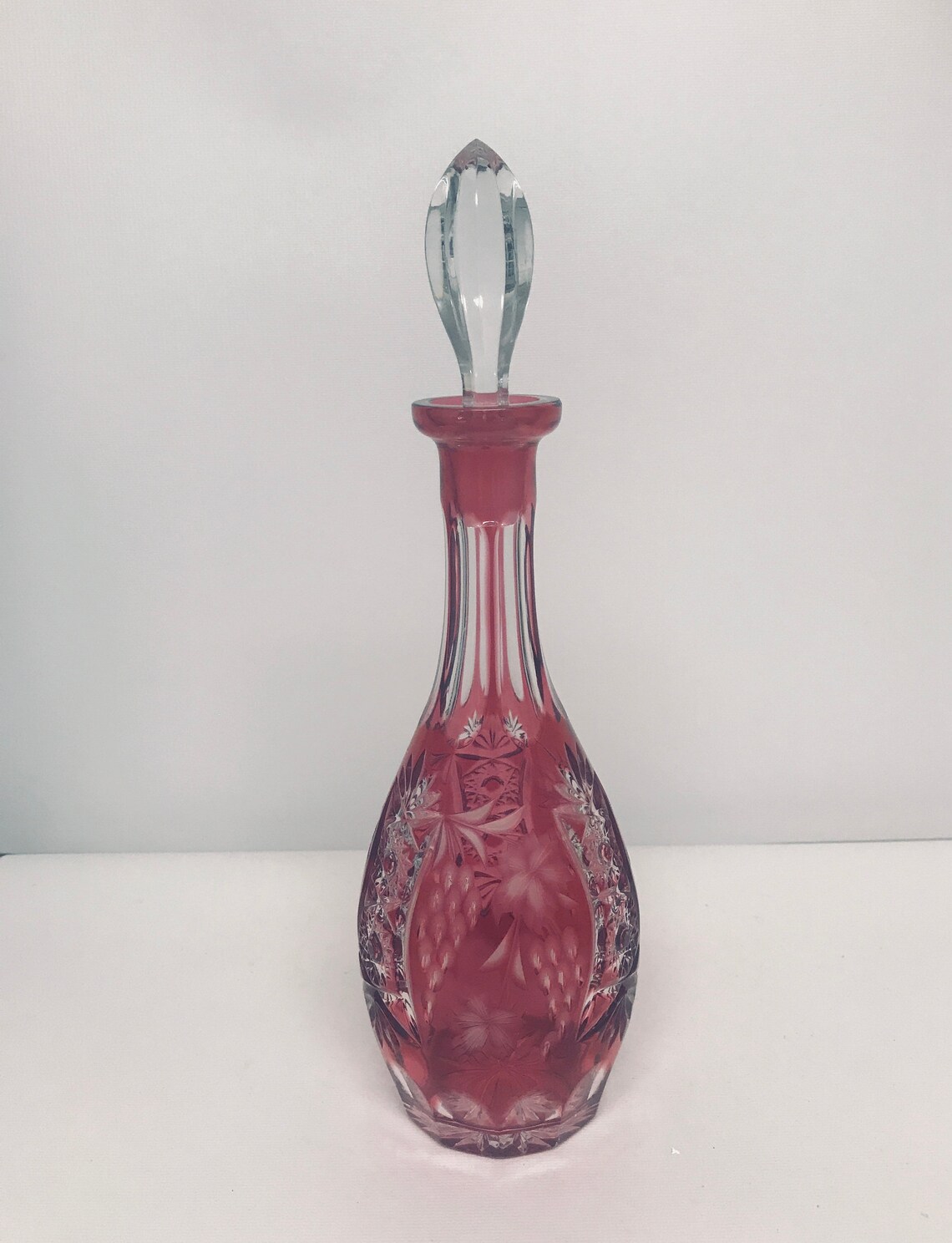 Nachtmann Crystal Decanter With Gold Ruby Overlay And Cut Etsy