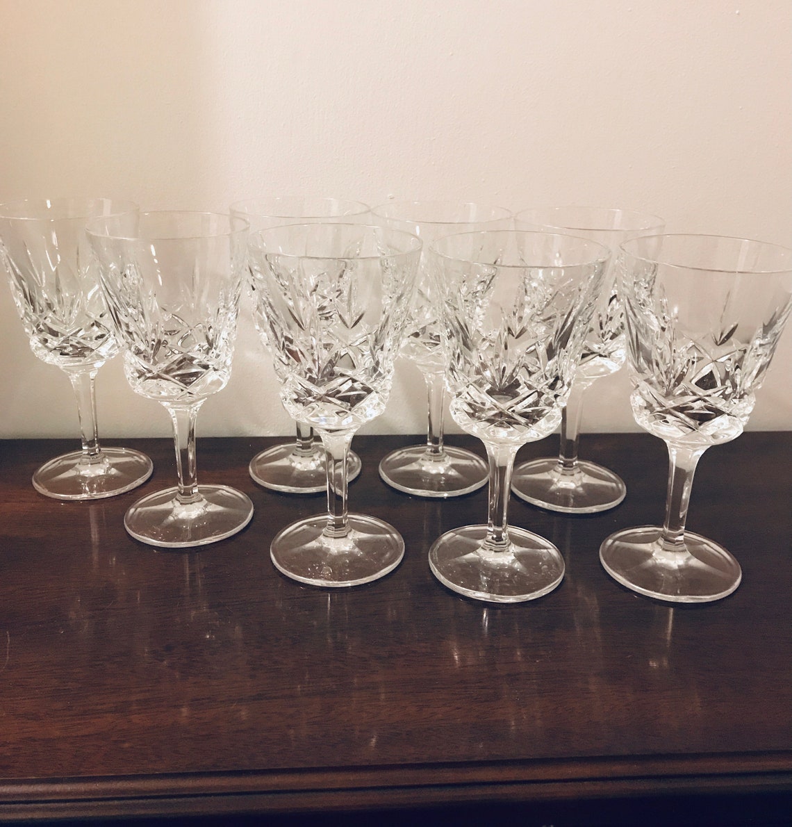 Set Of Eight Gorham Crystal Wine Glasses King Edward Design Etsy