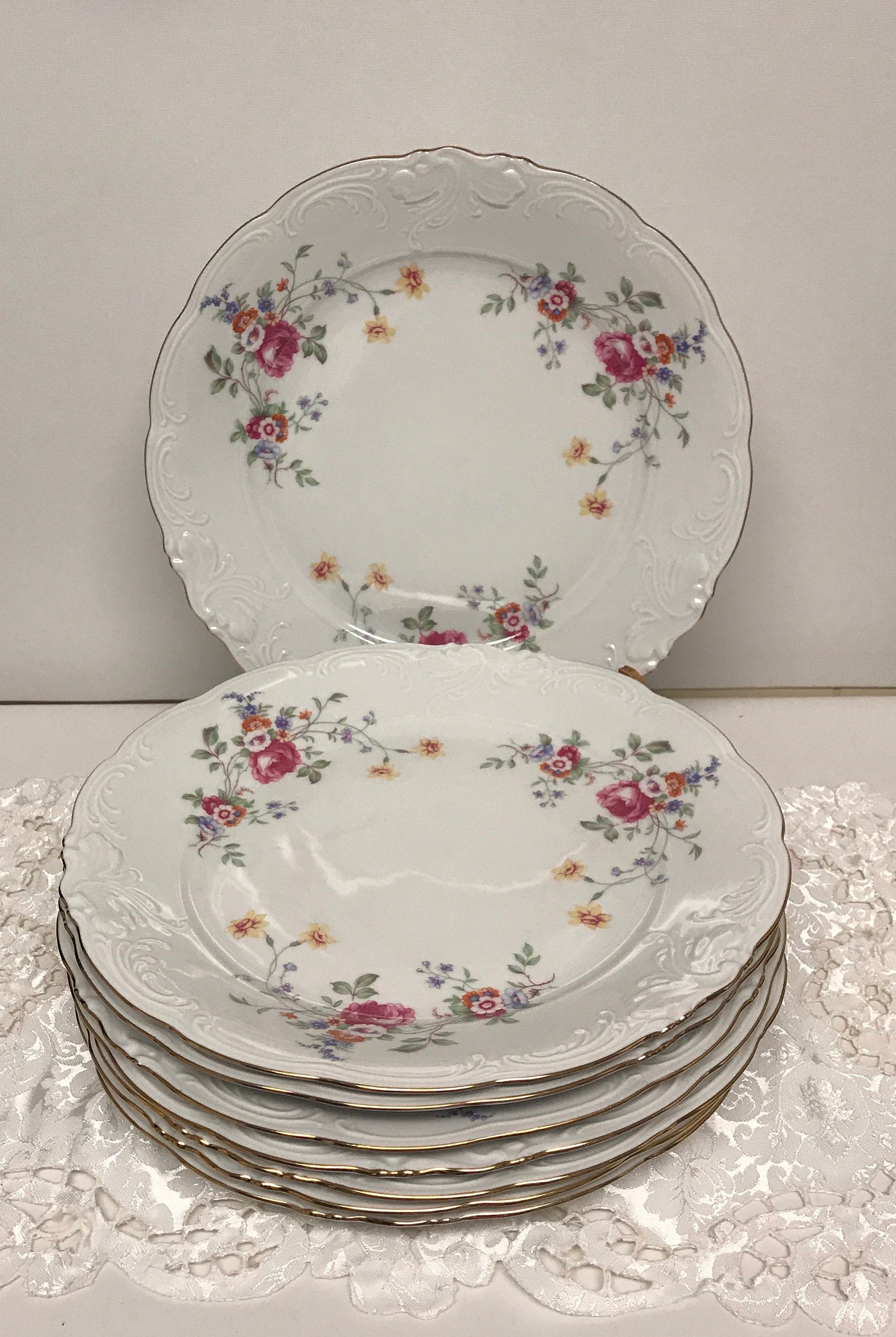 Set Of Eight Wawel China Dinner Plates Poland WAV36 Pattern Etsy