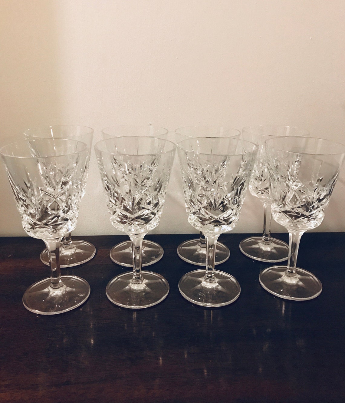 Set Of Eight Gorham Crystal Wine Glasses King Edward Design Etsy