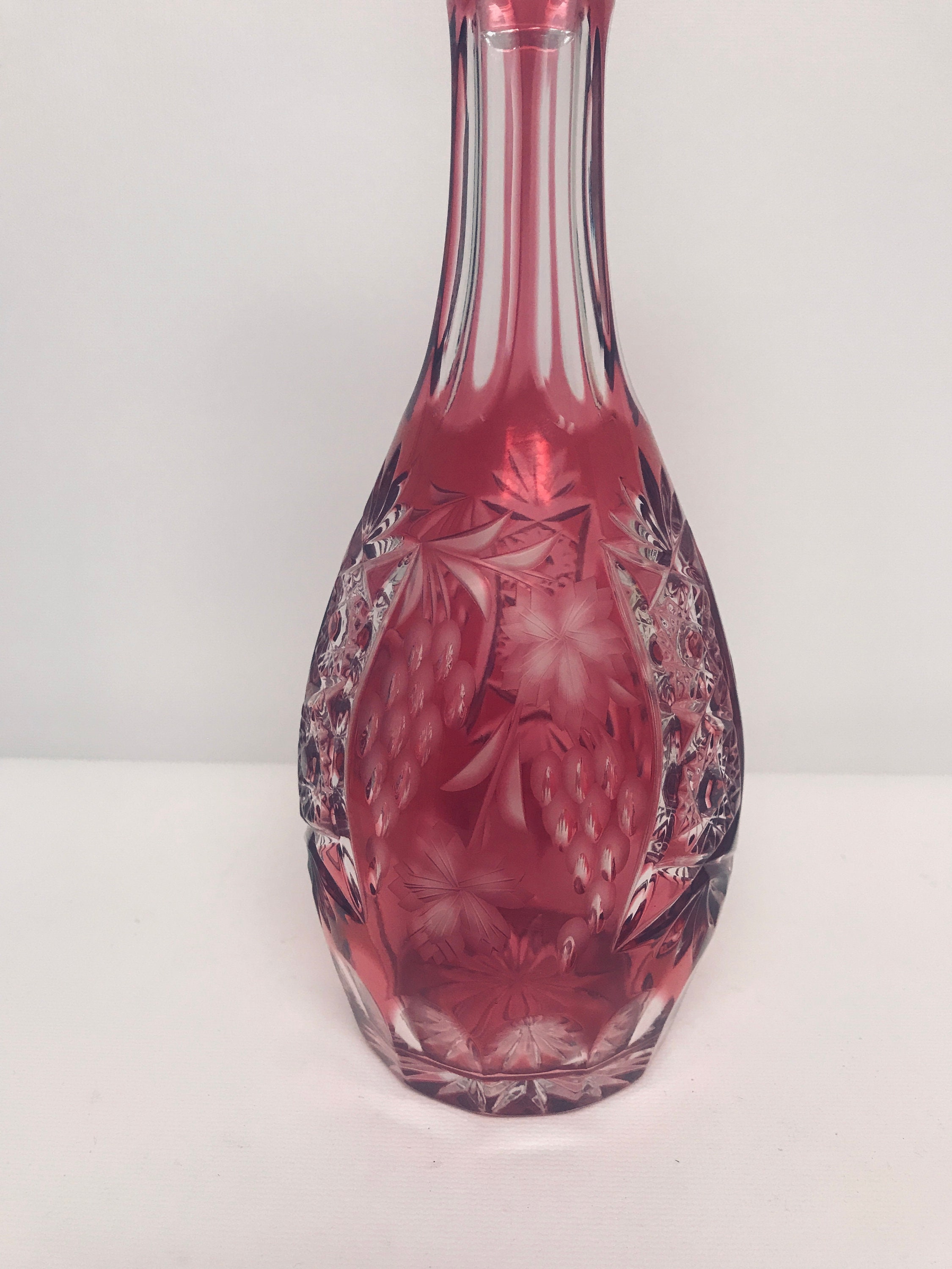 Nachtmann Crystal Decanter With Gold Ruby Overlay And Cut Etsy