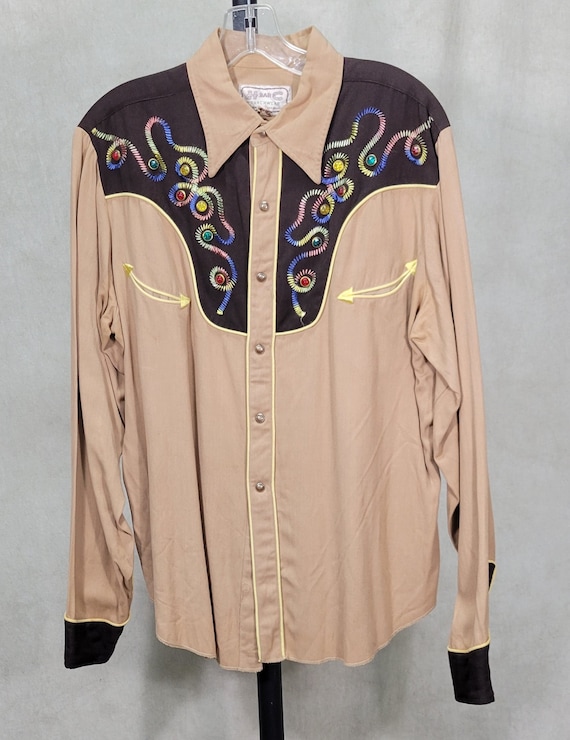 1950s Cowboy Shirt Western XL Studded Stones