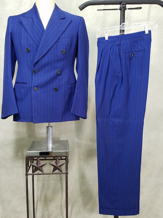 1940s Suit Pin Stripe 38L Suit Rockabilly Vintage
