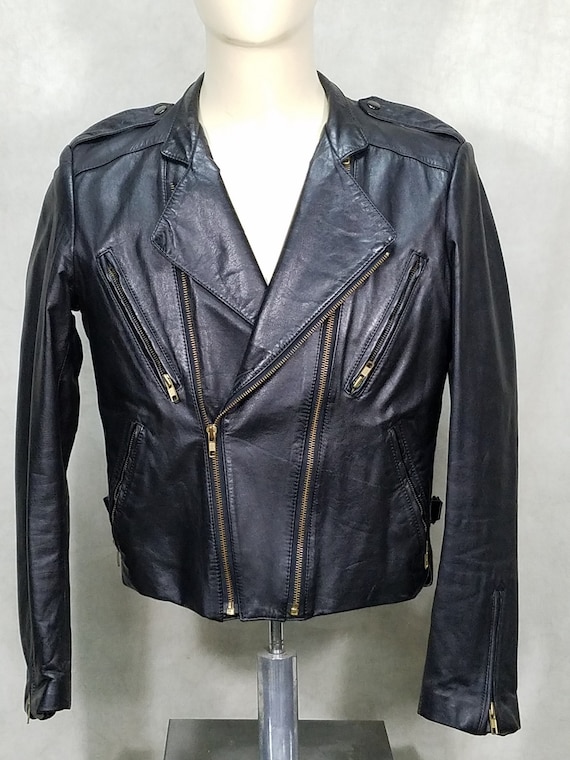 50s Leather Motorcycle Jacket 60s Leather Jacket