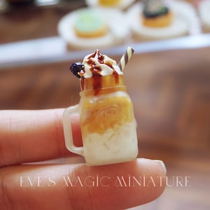 Dollhouse miniature sweets chocolate mason jar macchiato caramel polymer clay handmade