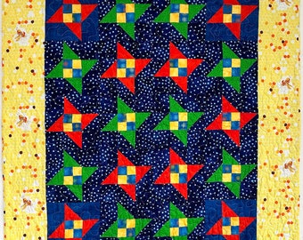 Blue, Yellow and Bright Baby Quilt