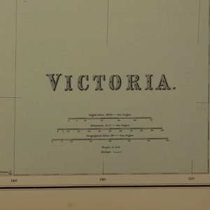 Vecchia mappa di Victoria, Australia, GRANDE mappa originale del 1890 su Melbourne, poster vintage dello stato del VIC