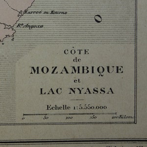 MOZAMBIQUE Mapa antiguo de Mozambique 1896 impresión antigua original sobre el lago Malawi Colonia de Maputo Portugal mapas antiguos 23x30c Póster pequeño de 9x12"