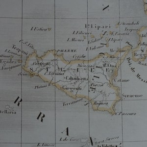 170+ Jahre alte Landkarte von Italien im Jahr 1849 original alter französischer Druck über Italien vintage Karten