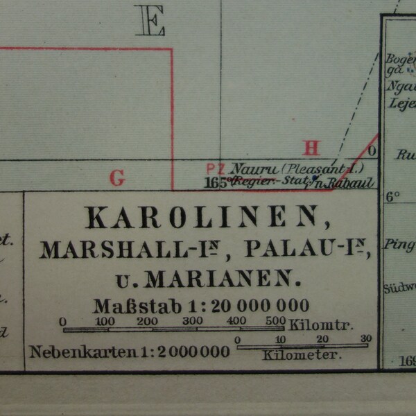 CAROLINE ISLANDS vintage map 1913 original antique print of Pacific Marshall Palau Truk Island Marianas Mariana Archipelago old maps