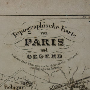 PARÍS, antiguo mapa de París, Francia, plano de la ciudad, 1851, impresión antigua original de Bobigny, Clichy, St. Ouen y Versalles - mapas antiguos, 25 x 30 cm, 10 x 12 pulgadas