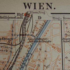 VIENNA old map of Vienna 1921 original antique city plan about Vienne Austria vintage detailed maps print - 25x31c 10x12&quot;