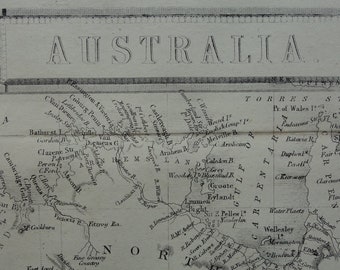 AUSTRALIA old map - original antique John Rapkin map of Australia -  1860 vintage English maps