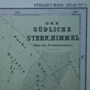 Antike Karte der Südhalbkugel - schönes 135+ Jahre altes Poster - Vintage Astronomie Karte Konstellation Sternzeichen Himmel - 35x50cm