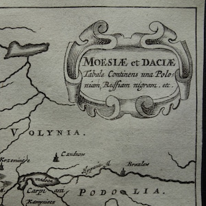 Ancienne carte de la Mésie et de la Dacie datant de plus de 360 ans, impression ancienne des Balkans, Europe de l'Est, petites cartes 5 x 5 po.