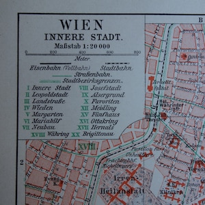 WIEN alter Stadtplan von Wien Stadtplan - 1913 original antiker detailreicher Druck - vintage Landkarten Stadtplan Wien Stadt Wenen Vienne de ville - 23x33cm