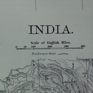 INDIA antica mappa inglese dell'India britannica Mappe antiche originali di oltre 120 anni
