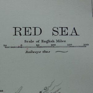 RED SEA Antike englische Landkarte des Roten Meeres Original 120+ Jahre alte Karte